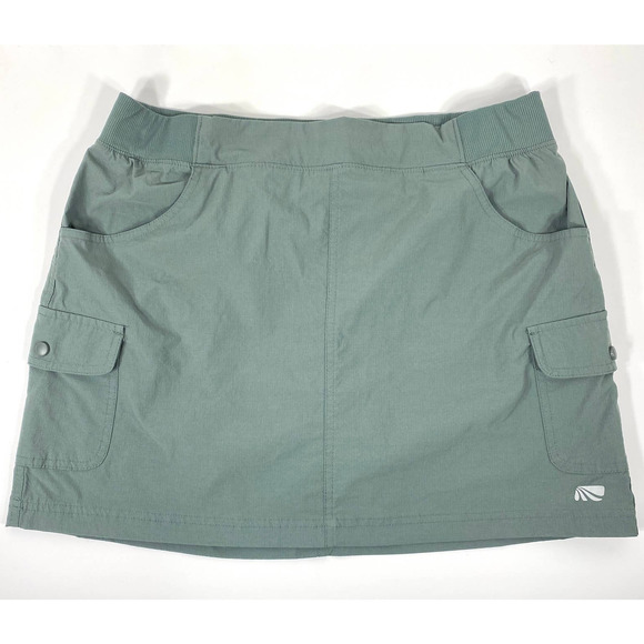 Marika Pants - Marika Nylon Skort Size Large Micro Mini Skirt Cargo Side Pockets Green Hiking